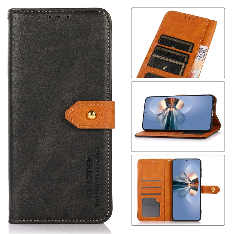 KHAZNEH Dual-color Cowhide Texture Flip Leather Phone Case, For Xiaomi Redmi 12 4G, For Xiaomi Redmi Note 12S 4G