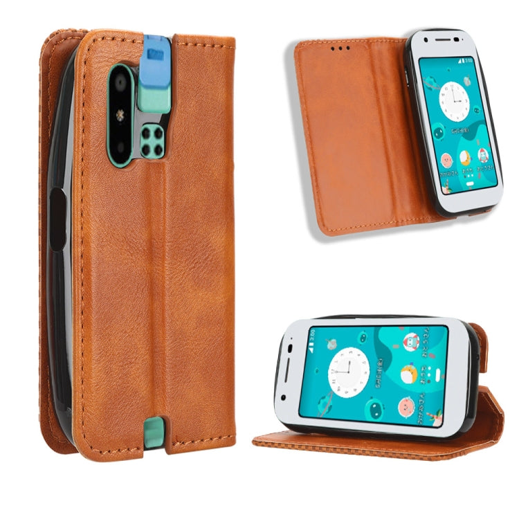 Magnetic Buckle Retro Texture Leather Phone Case, For Sharp Mamorino6