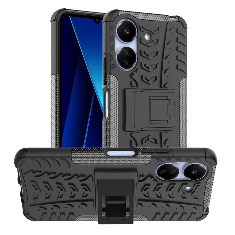Tire Texture TPU + PC Phone Case with Holder, For Xiaomi Redmi A3 4G, For Xiaomi Redmi Note 13 4G, For Xiaomi Poco C65, For Xiaomi Redmi Note 13 5G Global, For Xiaomi Redmi 13C 4G, For Xiaomi Redmi Note 13 Pro+ 5G, For Xiaomi Redmi Note 13 Pro 5G Globa...