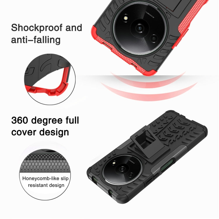 Tire Texture TPU + PC Phone Case with Holder, For Xiaomi Redmi A3 4G, For Xiaomi Redmi Note 13 4G, For Xiaomi Poco C65, For Xiaomi Redmi Note 13 5G Global, For Xiaomi Redmi 13C 4G, For Xiaomi Redmi Note 13 Pro+ 5G, For Xiaomi Redmi Note 13 Pro 5G Globa...