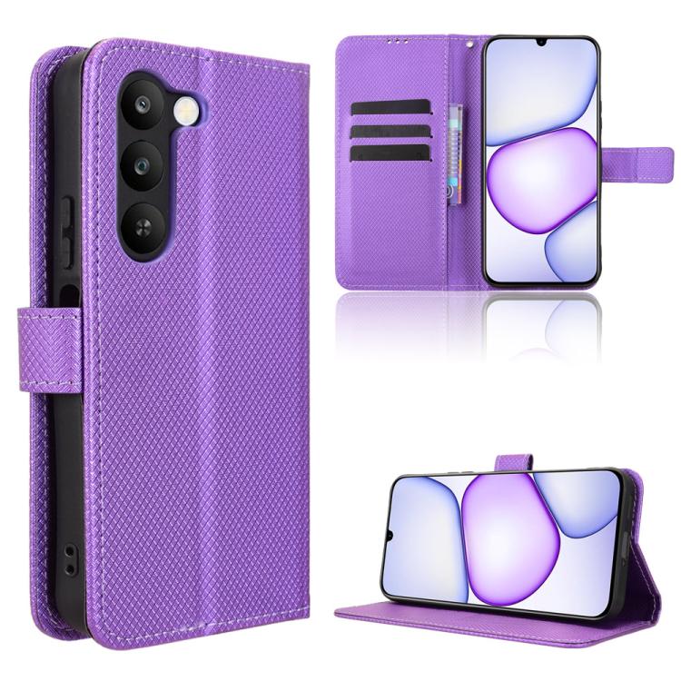 Diamond Texture Leather Phone Case, For Realme 16T 5G, For Realme C100i 4G / C100x 4G, For Realme C100 4G, For Realme C83 5G / P4 Lite 5G, For Realme P4 Power 5G, For Realme Note 80 4G, For Realme 16 5G, For Realme 16 Pro+ 5G, For Realme 16 Pro 5G