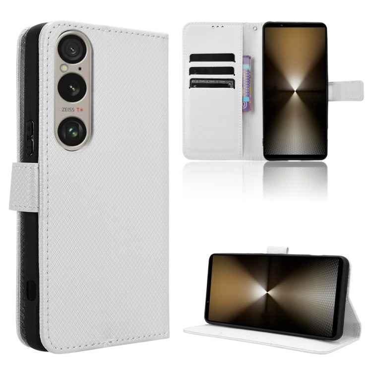 Diamond Texture Leather Phone Case, For Sony Xperia 10 VII, For Sony Xperia 1 VII, For Sony Xperia 10 VI 2024, For Sony Xperia 1 VI 2024, For Sony Xperia 5 V 2023, For Sony Xperia 1 V, For Sony Xperia 10 V