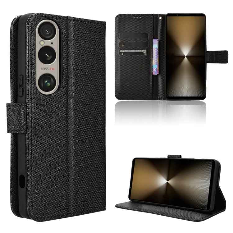 Diamond Texture Leather Phone Case, For Sony Xperia 10 VII, For Sony Xperia 1 VII, For Sony Xperia 10 VI 2024, For Sony Xperia 1 VI 2024, For Sony Xperia 5 V 2023, For Sony Xperia 1 V, For Sony Xperia 10 V