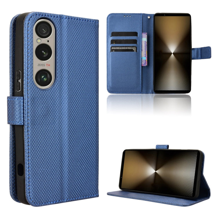 Diamond Texture Leather Phone Case, For Sony Xperia 1 VIII, For Sony Xperia 10 VII, For Sony Xperia 1 VII, For Sony Xperia 10 VI 2024, For Sony Xperia 1 VI 2024, For Sony Xperia 5 V 2023, For Sony Xperia 1 V, For Sony Xperia 10 V