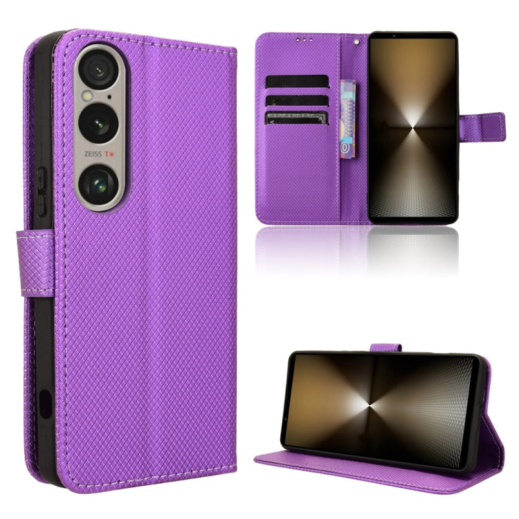 Diamond Texture Leather Phone Case, For Sony Xperia 10 VII, For Sony Xperia 1 VII, For Sony Xperia 10 VI 2024, For Sony Xperia 1 VI 2024, For Sony Xperia 5 V 2023, For Sony Xperia 1 V, For Sony Xperia 10 V