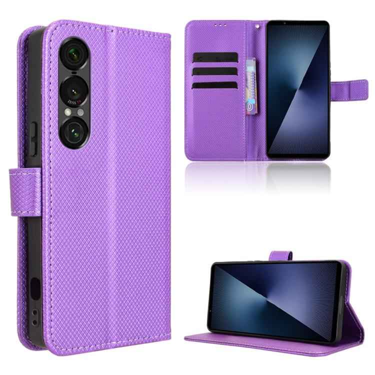 Diamond Texture Leather Phone Case, For Sony Xperia 10 VII, For Sony Xperia 1 VII, For Sony Xperia 10 VI 2024, For Sony Xperia 1 VI 2024, For Sony Xperia 5 V 2023, For Sony Xperia 1 V, For Sony Xperia 10 V
