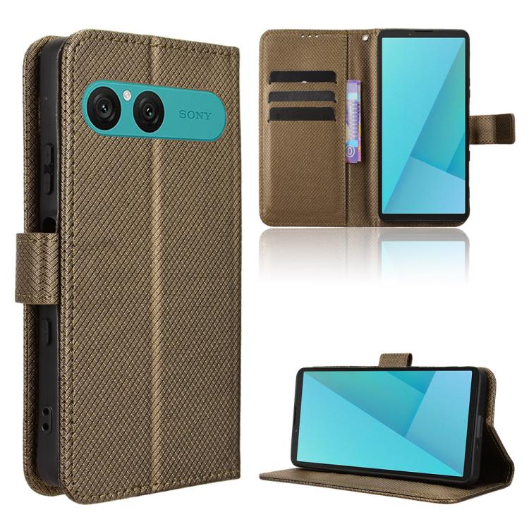 Diamond Texture Leather Phone Case, For Sony Xperia 1 VIII, For Sony Xperia 10 VII, For Sony Xperia 1 VII, For Sony Xperia 10 VI 2024, For Sony Xperia 1 VI 2024, For Sony Xperia 5 V 2023, For Sony Xperia 1 V, For Sony Xperia 10 V