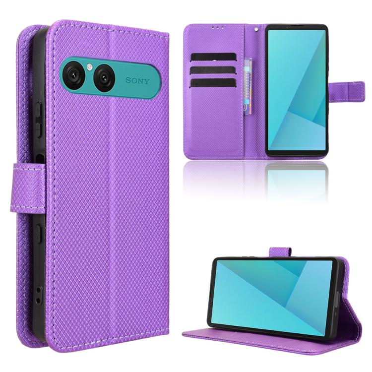Diamond Texture Leather Phone Case, For Sony Xperia 1 VIII, For Sony Xperia 10 VII, For Sony Xperia 1 VII, For Sony Xperia 10 VI 2024, For Sony Xperia 1 VI 2024, For Sony Xperia 5 V 2023, For Sony Xperia 1 V, For Sony Xperia 10 V