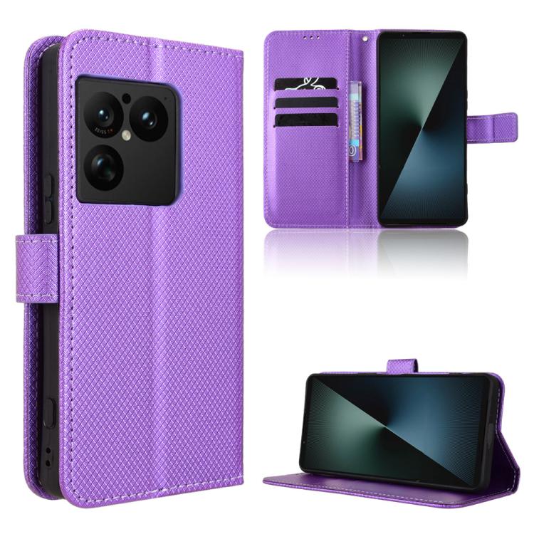 Diamond Texture Leather Phone Case, For Sony Xperia 1 VIII, For Sony Xperia 10 VII, For Sony Xperia 1 VII, For Sony Xperia 10 VI 2024, For Sony Xperia 1 VI 2024, For Sony Xperia 5 V 2023, For Sony Xperia 1 V, For Sony Xperia 10 V