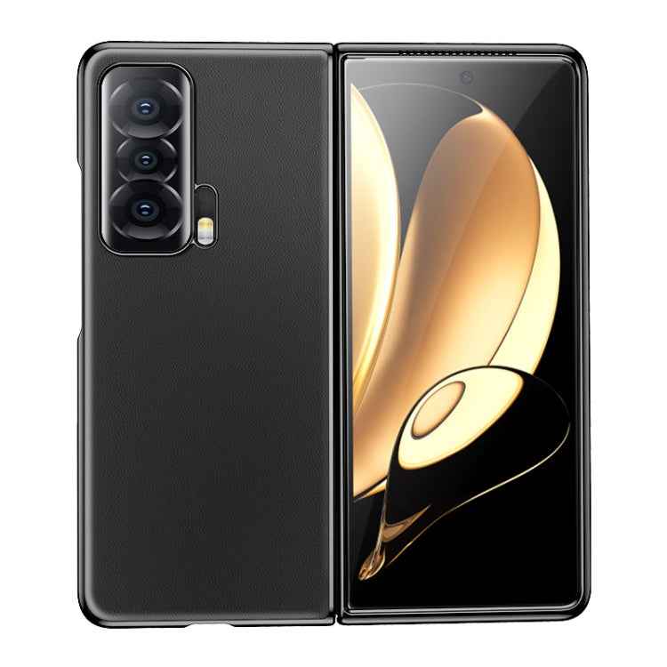 Electroplating Plain Leather Folding Phone Case, For Honor Magic V, For Honor Magic Vs