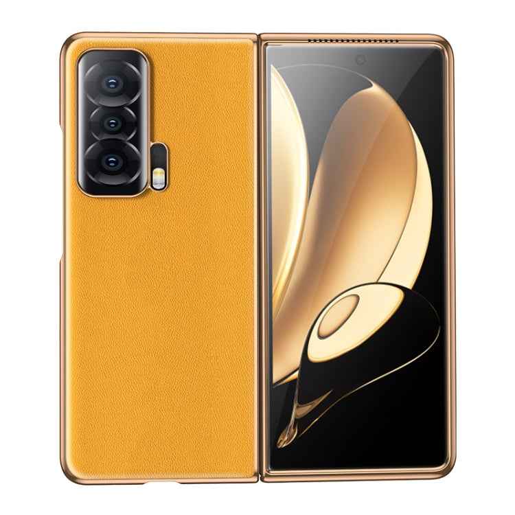 Electroplating Plain Leather Folding Phone Case, For Honor Magic V, For Honor Magic Vs