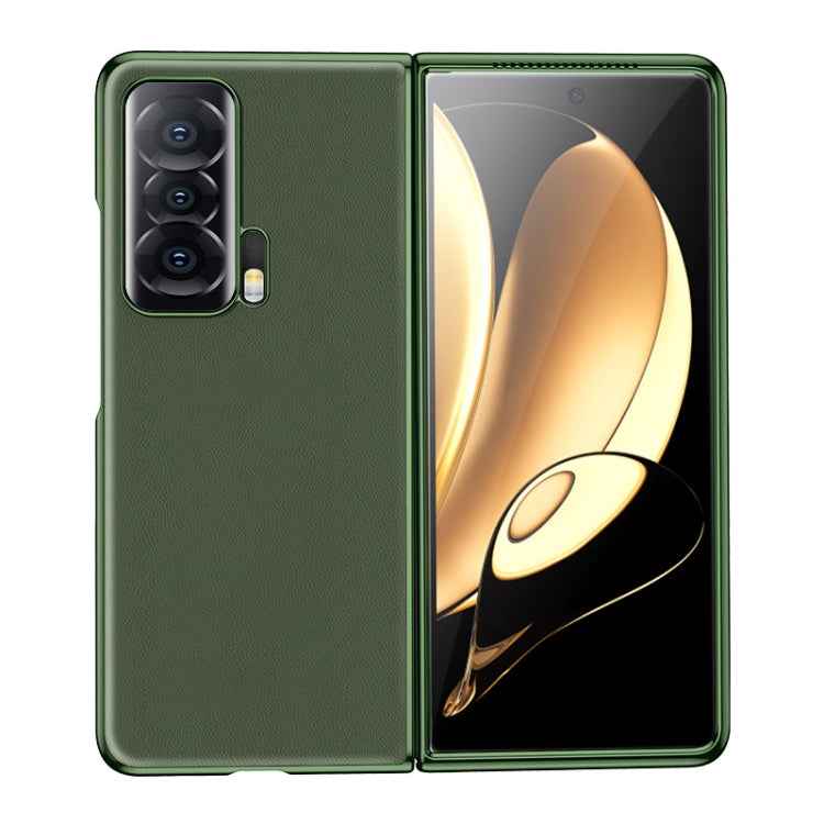 Electroplating Plain Leather Folding Phone Case, For Honor Magic V, For Honor Magic Vs