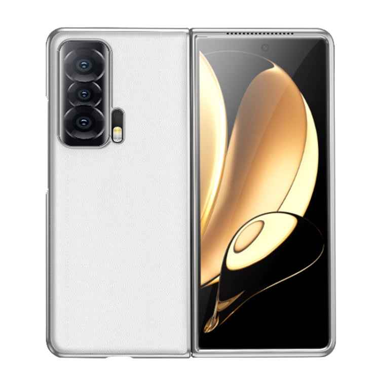 Electroplating Plain Leather Folding Phone Case, For Honor Magic V, For Honor Magic Vs