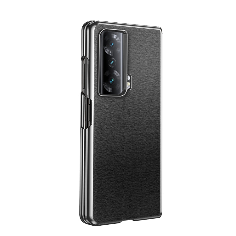 Electroplating Plain Leather Folding Phone Case, For Honor Magic V, For Honor Magic Vs