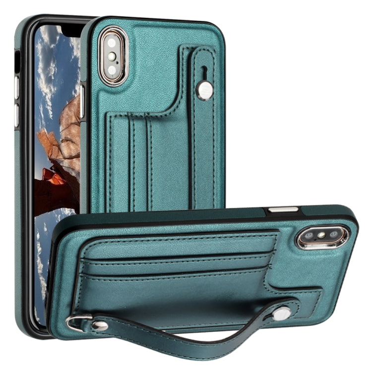 Shockproof Leather Phone Case with Wrist Strap, For iPhone XS Max, For iPhone XR, For iPhone X / XS, For iPhone SE 2022/SE 2020/6/7/8, For iPhone 6 Plus/7 Plus/8 Plus