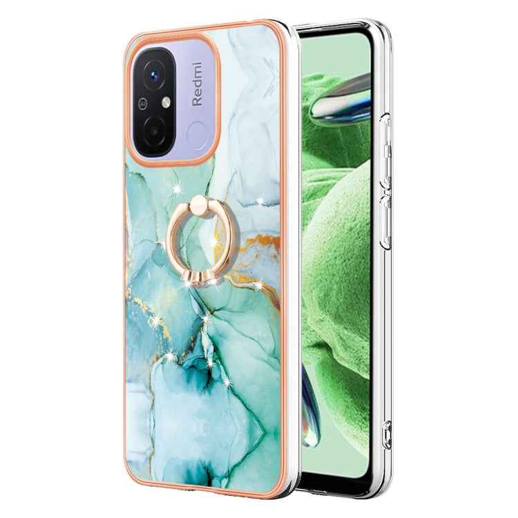 Electroplating Marble IMD TPU Phone Case with Ring Holder, For Xiaomi Redmi Note 12 5G Global/Poco X5 5G, For Xiaomi Redmi 12C / 11A 4G Global, For Xiaomi 13 Lite 5G, For Xiaomi Redmi Note 12 Pro Speed, For Xiaomi Redmi 10C, For Xiaomi Mi 11 Lite