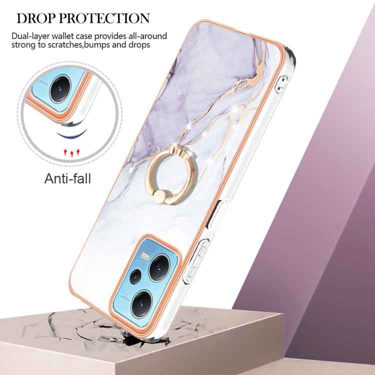 Electroplating Marble IMD TPU Phone Case with Ring Holder, For Xiaomi Redmi Note 12 5G Global/Poco X5 5G, For Xiaomi Redmi 12C / 11A 4G Global, For Xiaomi 13 Lite 5G, For Xiaomi Redmi Note 12 Pro Speed, For Xiaomi Redmi 10C, For Xiaomi Mi 11 Lite
