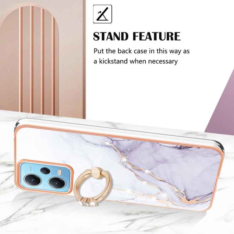 Electroplating Marble IMD TPU Phone Case with Ring Holder, For Xiaomi Redmi Note 12 5G Global/Poco X5 5G, For Xiaomi Redmi 12C / 11A 4G Global, For Xiaomi 13 Lite 5G, For Xiaomi Redmi Note 12 Pro Speed, For Xiaomi Redmi 10C, For Xiaomi Mi 11 Lite