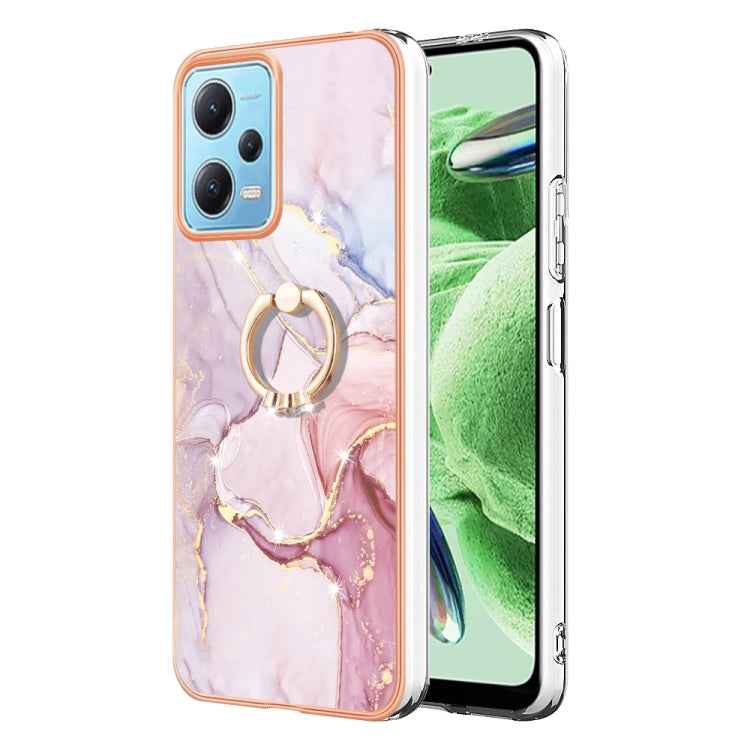 Electroplating Marble IMD TPU Phone Case with Ring Holder, For Xiaomi Redmi Note 12 5G Global/Poco X5 5G, For Xiaomi Redmi 12C / 11A 4G Global, For Xiaomi 13 Lite 5G, For Xiaomi Redmi Note 12 Pro Speed, For Xiaomi Redmi 10C, For Xiaomi Mi 11 Lite