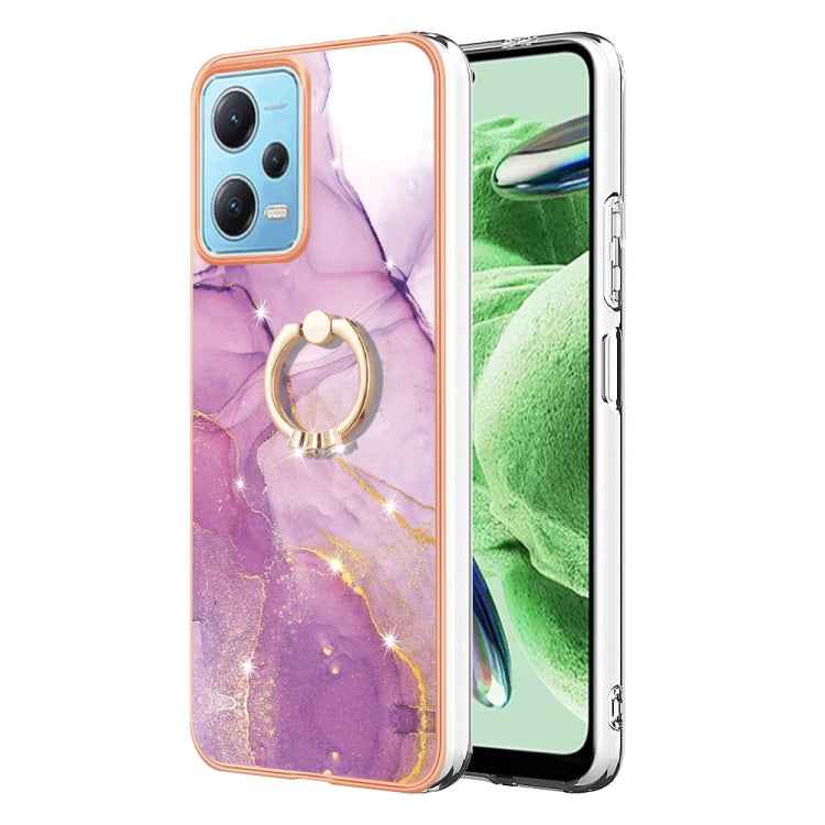 Electroplating Marble IMD TPU Phone Case with Ring Holder, For Xiaomi Redmi Note 12 5G Global/Poco X5 5G, For Xiaomi Redmi 12C / 11A 4G Global, For Xiaomi 13 Lite 5G, For Xiaomi Redmi Note 12 Pro Speed, For Xiaomi Redmi 10C, For Xiaomi Mi 11 Lite