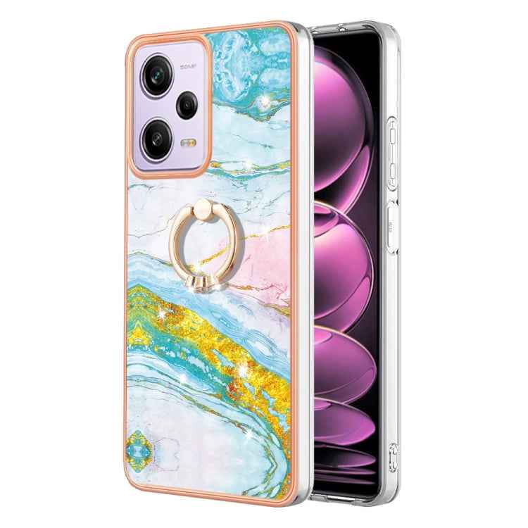 Electroplating Marble IMD TPU Phone Case with Ring Holder, For Xiaomi Redmi Note 12 5G Global/Poco X5 5G, For Xiaomi Redmi 12C / 11A 4G Global, For Xiaomi 13 Lite 5G, For Xiaomi Redmi Note 12 Pro Speed, For Xiaomi Redmi 10C, For Xiaomi Mi 11 Lite