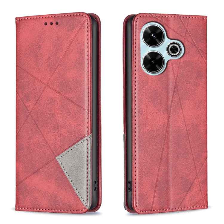 Rhombus Texture Magnetic Leather Phone Case, For Xiaomi Poco M6 4G / Redmi 13 4G, For Xiaomi Redmi Note 13 Pro 4G Global, For Xiaomi Poco M6 Pro 4G, For Xiaomi Redmi A3, For Xiaomi Redmi Note 13 4G Global, For Xiaomi Redmi K70E, For Xiaomi Redmi Note 1...