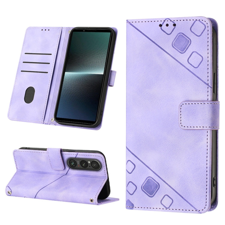 Skin-feel Embossed Leather Phone Case, For Sony Xperia 1 VIII, For Sony Xperia 10 VI, For Sony Xperia 1 VI, For Sony Xperia 5 VI, For Sony Xperia 5 V, For Sony Xperia 1 V, For Sony Xperia 10 V, For Sony Xperia 10 IV