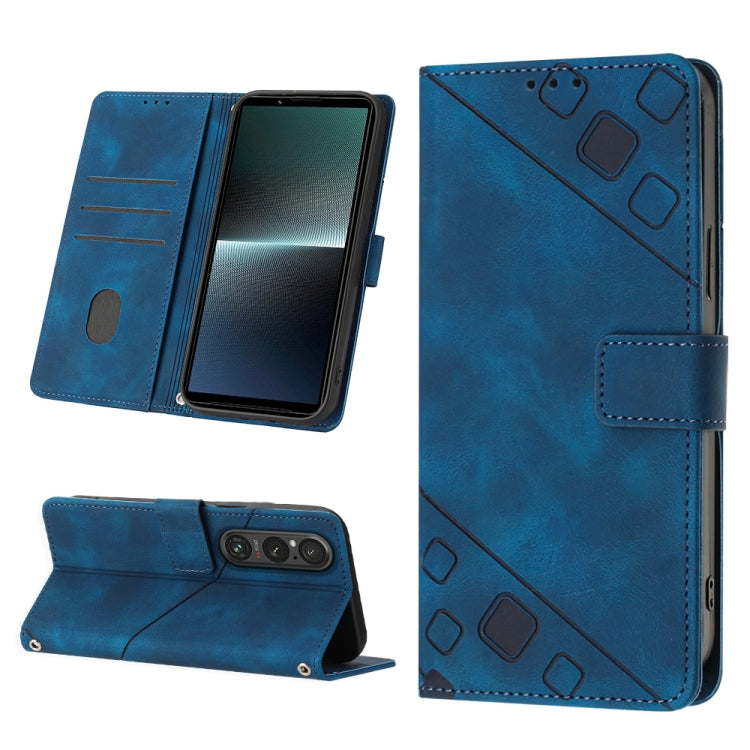 Skin-feel Embossed Leather Phone Case, For Sony Xperia 1 VIII, For Sony Xperia 10 VI, For Sony Xperia 1 VI, For Sony Xperia 5 VI, For Sony Xperia 5 V, For Sony Xperia 1 V, For Sony Xperia 10 V, For Sony Xperia 10 IV