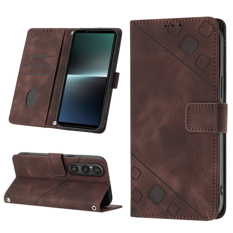Skin-feel Embossed Leather Phone Case, For Sony Xperia 1 VIII, For Sony Xperia 10 VI, For Sony Xperia 1 VI, For Sony Xperia 5 VI, For Sony Xperia 5 V, For Sony Xperia 1 V, For Sony Xperia 10 V, For Sony Xperia 10 IV
