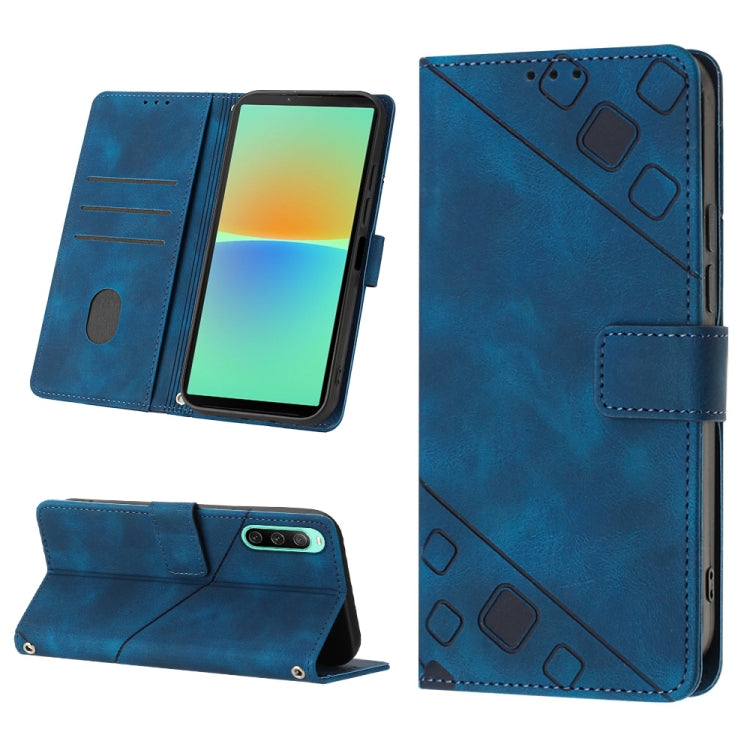 Skin-feel Embossed Leather Phone Case, For Sony Xperia 1 VIII, For Sony Xperia 10 VI, For Sony Xperia 1 VI, For Sony Xperia 5 VI, For Sony Xperia 5 V, For Sony Xperia 1 V, For Sony Xperia 10 V, For Sony Xperia 10 IV