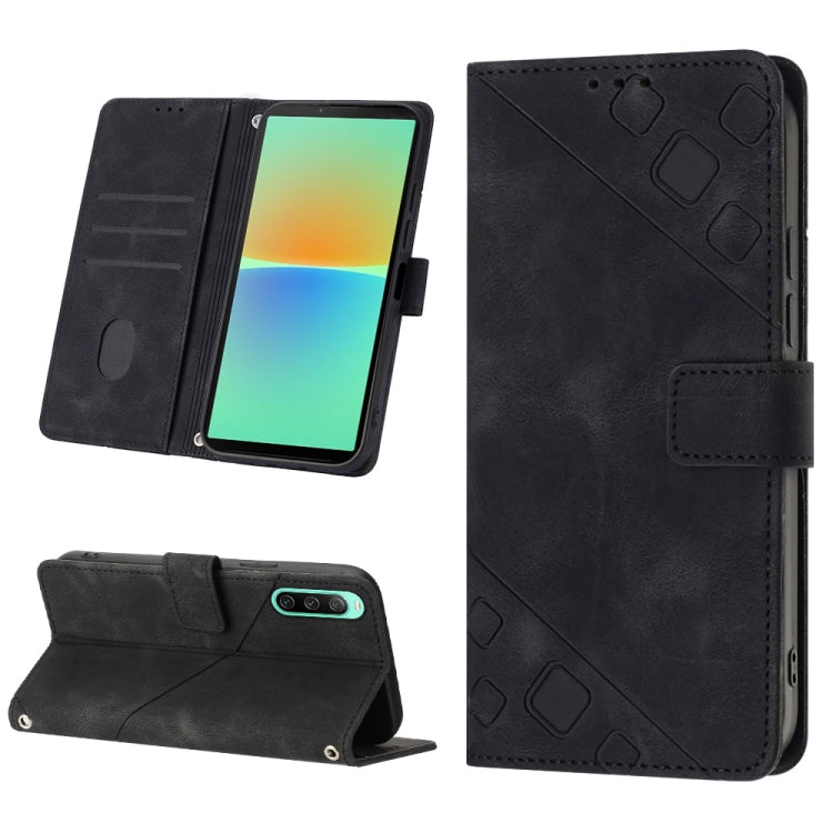 Skin-feel Embossed Leather Phone Case, For Sony Xperia 1 VIII, For Sony Xperia 10 VI, For Sony Xperia 1 VI, For Sony Xperia 5 VI, For Sony Xperia 5 V, For Sony Xperia 1 V, For Sony Xperia 10 V, For Sony Xperia 10 IV