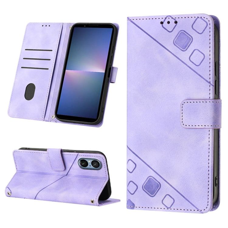Skin-feel Embossed Leather Phone Case, For Sony Xperia 1 VIII, For Sony Xperia 10 VI, For Sony Xperia 1 VI, For Sony Xperia 5 VI, For Sony Xperia 5 V, For Sony Xperia 1 V, For Sony Xperia 10 V, For Sony Xperia 10 IV