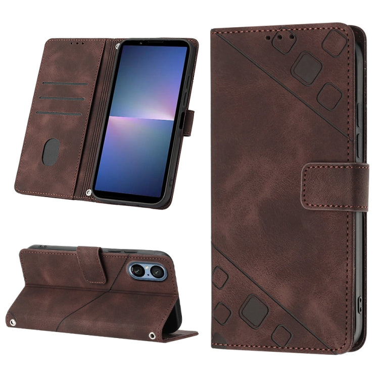 Skin-feel Embossed Leather Phone Case, For Sony Xperia 1 VIII, For Sony Xperia 10 VI, For Sony Xperia 1 VI, For Sony Xperia 5 VI, For Sony Xperia 5 V, For Sony Xperia 1 V, For Sony Xperia 10 V, For Sony Xperia 10 IV