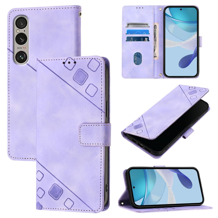 Skin-feel Embossed Leather Phone Case, For Sony Xperia 1 VIII, For Sony Xperia 10 VI, For Sony Xperia 1 VI, For Sony Xperia 5 VI, For Sony Xperia 5 V, For Sony Xperia 1 V, For Sony Xperia 10 V, For Sony Xperia 10 IV