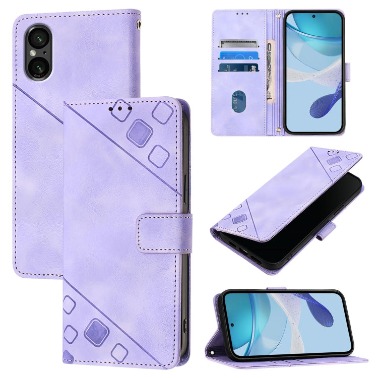 Skin-feel Embossed Leather Phone Case, For Sony Xperia 1 VIII, For Sony Xperia 10 VI, For Sony Xperia 1 VI, For Sony Xperia 5 VI, For Sony Xperia 5 V, For Sony Xperia 1 V, For Sony Xperia 10 V, For Sony Xperia 10 IV