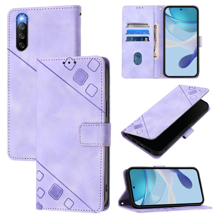 Skin-feel Embossed Leather Phone Case, For Sony Xperia 1 VIII, For Sony Xperia 10 VI, For Sony Xperia 1 VI, For Sony Xperia 5 VI, For Sony Xperia 5 V, For Sony Xperia 1 V, For Sony Xperia 10 V, For Sony Xperia 10 IV