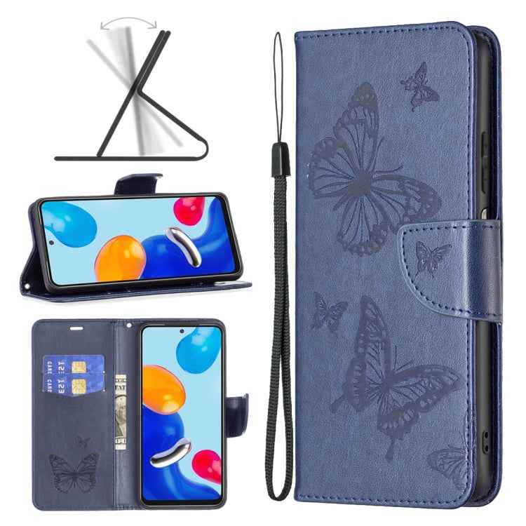 Two Butterflies Embossing Leather Phone Case, For Xiaomi Poco F5 5G / Redmi Note 12 Turbo, For Xiaomi Redmi Note 12S 4G / Note 11, For Xiaomi Civi 3 5G