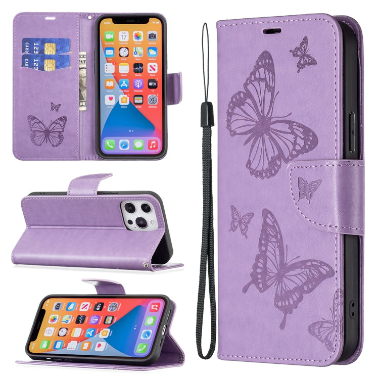 Two Butterflies Embossing Leather Phone Case
