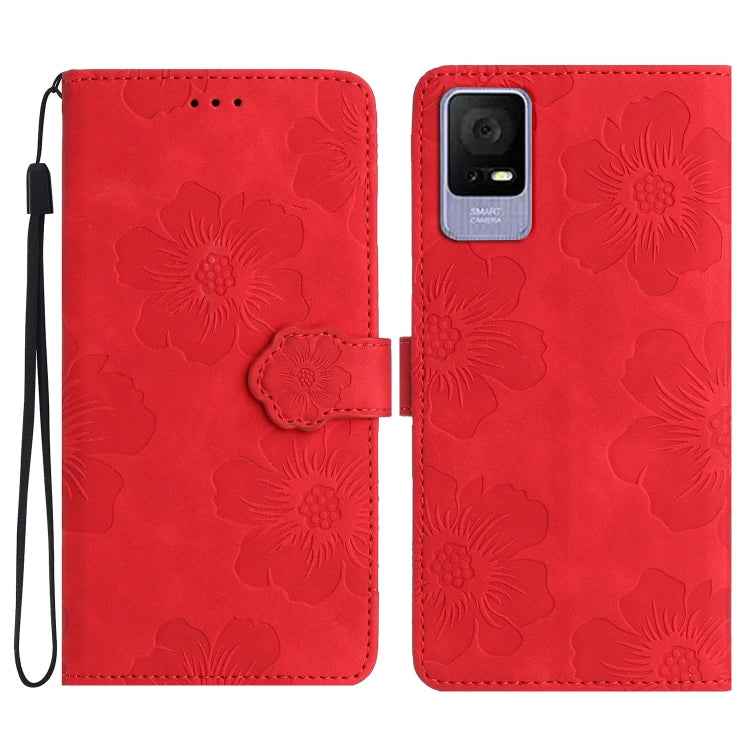 Flower Embossing Pattern Leather Phone Case, For TCL 405 / 406 / 408, For TCL 40 SE