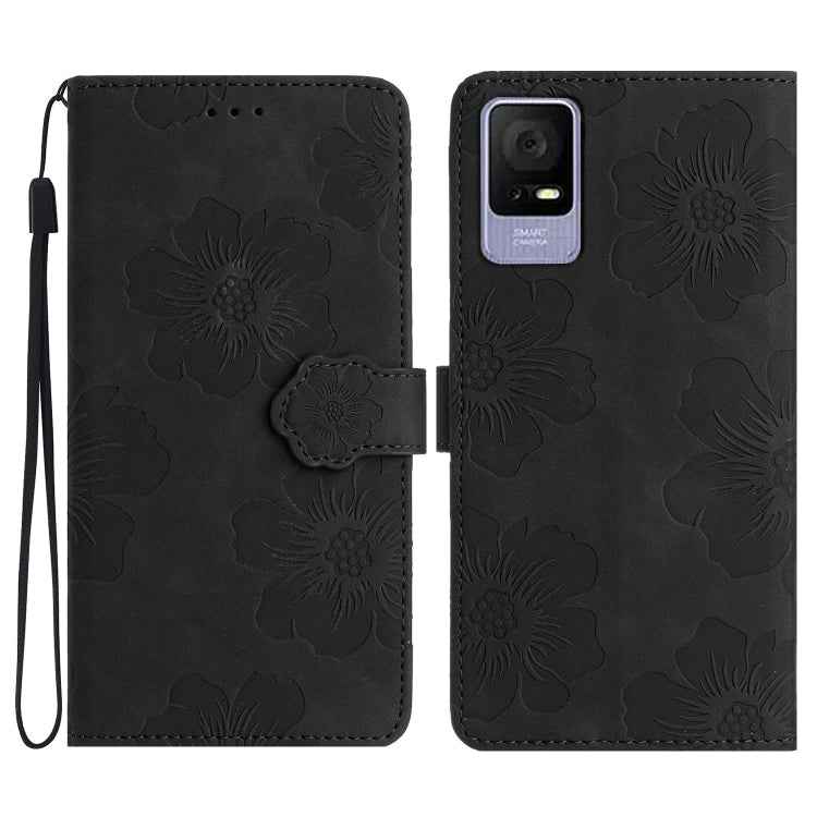 Flower Embossing Pattern Leather Phone Case, For TCL 405 / 406 / 408, For TCL 40 SE
