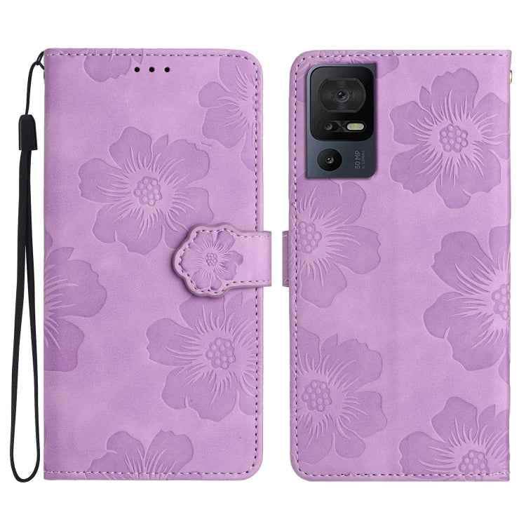 Flower Embossing Pattern Leather Phone Case, For TCL 405 / 406 / 408, For TCL 40 SE