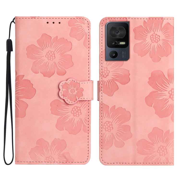 Flower Embossing Pattern Leather Phone Case, For TCL 405 / 406 / 408, For TCL 40 SE