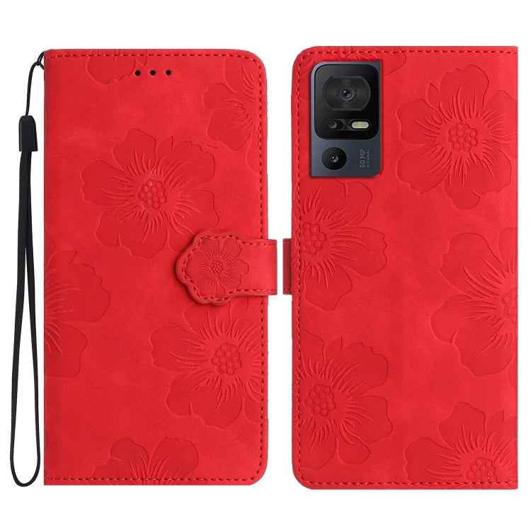 Flower Embossing Pattern Leather Phone Case, For TCL 405 / 406 / 408, For TCL 40 SE
