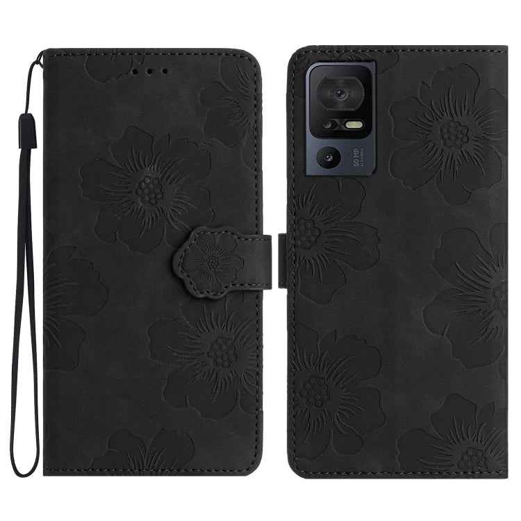 Flower Embossing Pattern Leather Phone Case, For TCL 405 / 406 / 408, For TCL 40 SE