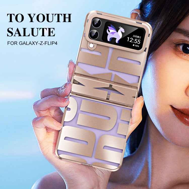 Integrated Electroplating Folding Phone Case with Hinge, For Samsung Galaxy Z Flip4 5G