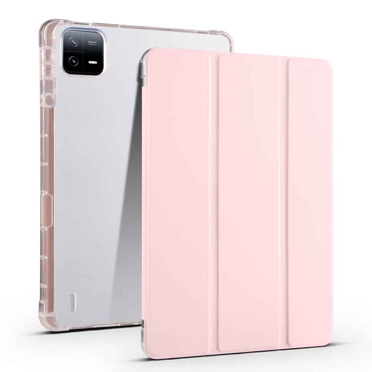 3-fold Clear TPU Smart Leather Tablet Case with Pen Slot, For Xiaomi Pad 7 / 7 Pro, For Xiaomi Redmi Pad Pro 12.1, For Xiaomi Pad 6S Pro, For Xiaomi Pad 6 Max 14, For Xiaomi Pad 6 / 6 Pro