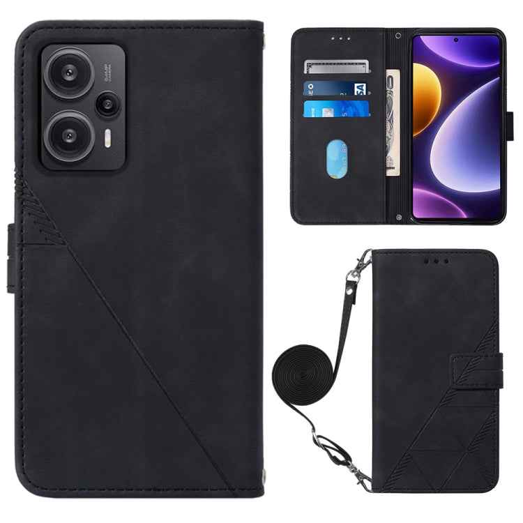 Crossbody 3D Embossed Flip Leather Phone Case, For Xiaomi Redmi Note 12S 4G Global, For Xiaomi Poco F5 5G/Redmi Note 12 Turbo, For Xiaomi Poco F5 Pro 5G/Redmi K60