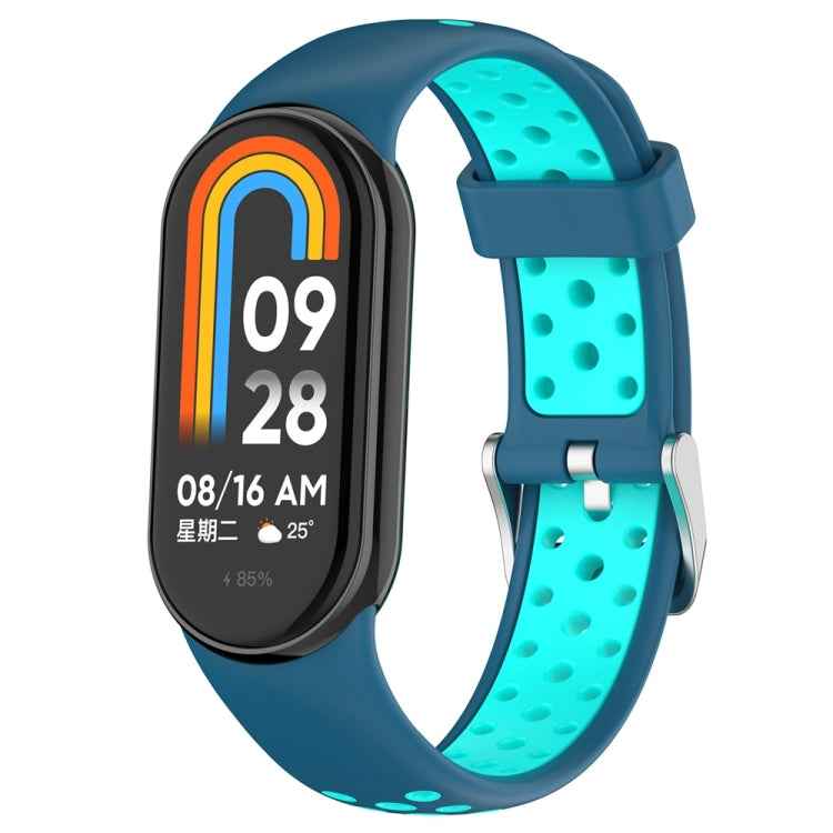 Two-color Steel Plug Silicone Watch Band, For Xiaomi Mi Band 8