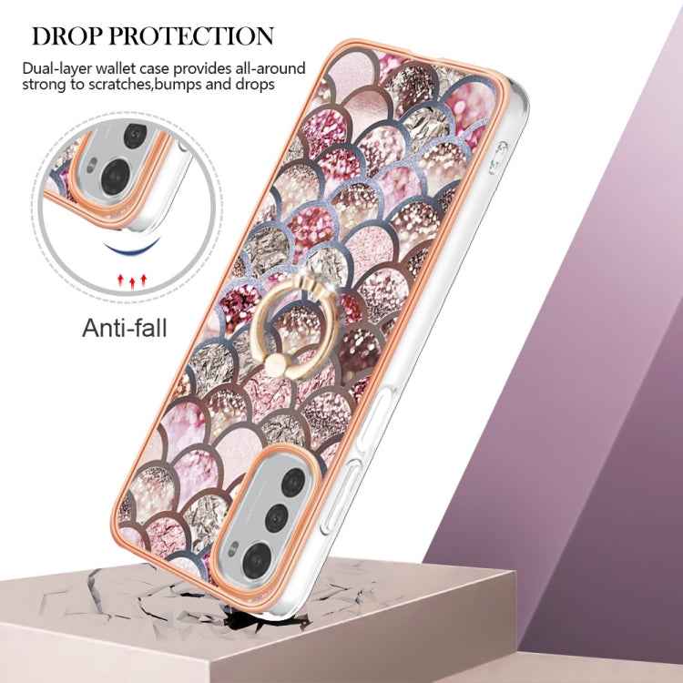 Electroplating IMD TPU Phone Case with Ring, For Motorola Moto E32 4G / E32s
