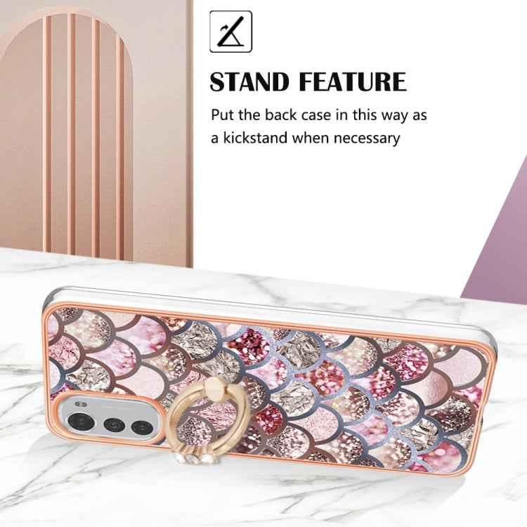 Electroplating IMD TPU Phone Case with Ring, For Motorola Moto E32 4G / E32s